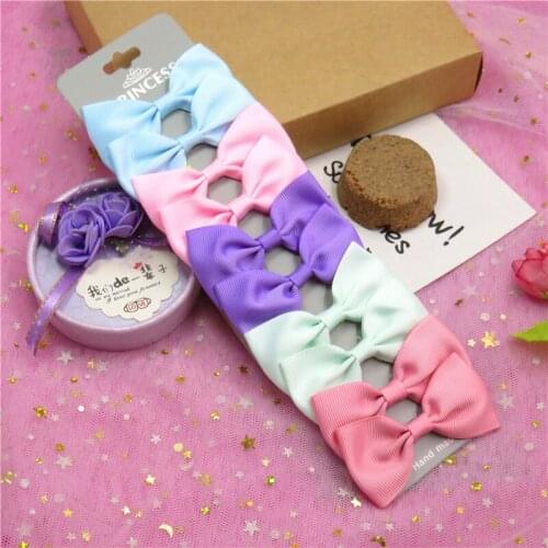 10PCS/Lot Lovely Light MIX Color Hairpins Grosgrain Ribbon Bow Clips 2020 Korean Creativity Hair Accessories For Baby Girls NEW