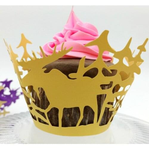 100Pcs Laser Cut Tree Cupcake Wrappers Cake Paper Cup Wraps Wedding Birthday Party Supplies Christmas decoration 6ZSH161