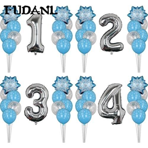 13pcs Birthday Party Balloons Snowflake Confetti Latex Balloon Birthday Party Decorations Kids Baby Shower Decor Balloons Globos