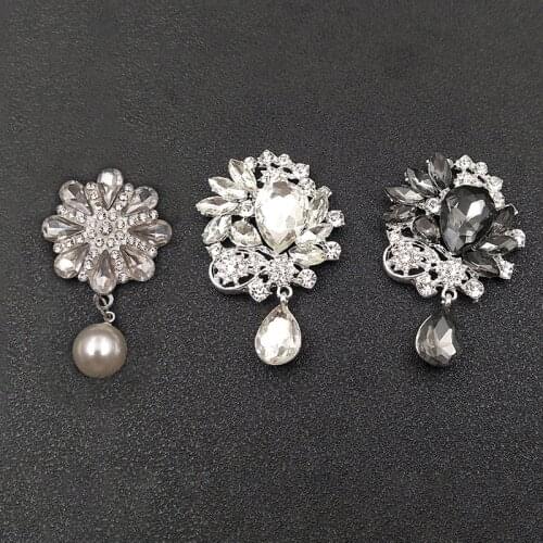 2020New 20Pcs Rhinestones Pendant Button for DIY Bride Holding Flowers Decoration or Brooch Accessories HZ631-HZ672