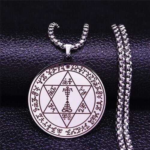 2021 Stainless Steel Hexagram Satan Key of Solomon Pendant Necklace Jewelry acero inoxidable joyeria mujer NXHS03