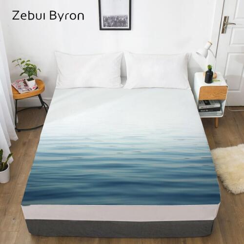 3D HD Digital Print Custom Bed Sheet With Elastic,180/150/160x200 Fitted Sheet Queen/King,Mattress Cover Calm water