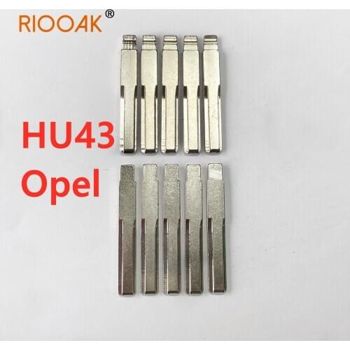RIOOAK 10 Pcs/Lot Metal Car Flip Blank Car key Blade lishi HU43 for Opel Astra Zafira Frontera Omega Vectra For KD VVDI Remote