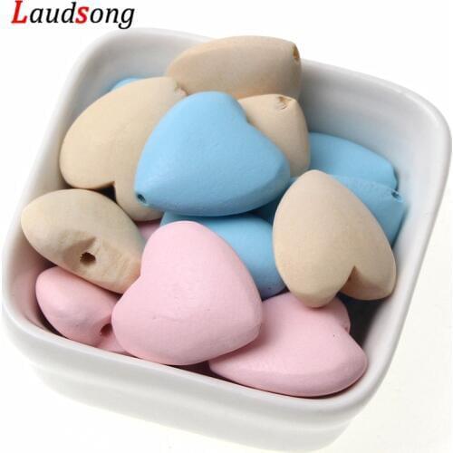 10pcs/lot 22mm Natural Multicolor Heart Charm Wood Beads For jewelry making Diy Necklace Bracelet Jewelry Beaded