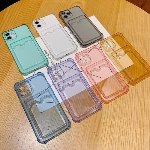 Four Corner Drop Proof Transparent Card Case For Apple iPhone 11 12 Pro Max mini 7 8 Plus XR X XS MAX SE Shockproof Case Cover