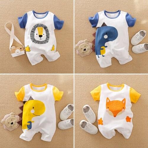 Baby clothing summer cartoon giraffe dinosaur baby jumpsuit girl baby pajamas newborn pajamas cute baby clothing