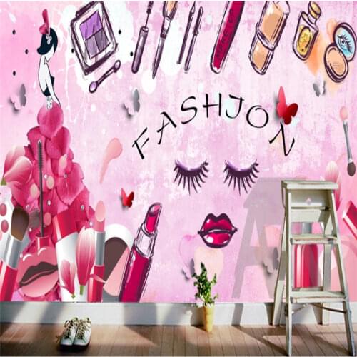 European and American Hand-painted Cosmetics Shop Makeup Store Background Wall Paper Fashion Beauty Studio Mural Wallpaper 3D