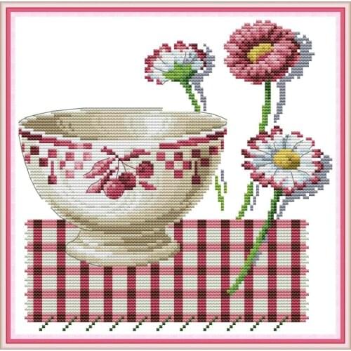 Porcelain 11&14CT Counted And Stamped Home Decor Porcelain Needlework Needlepoint Embroidery DIY Cross Stitch Kits Stitches