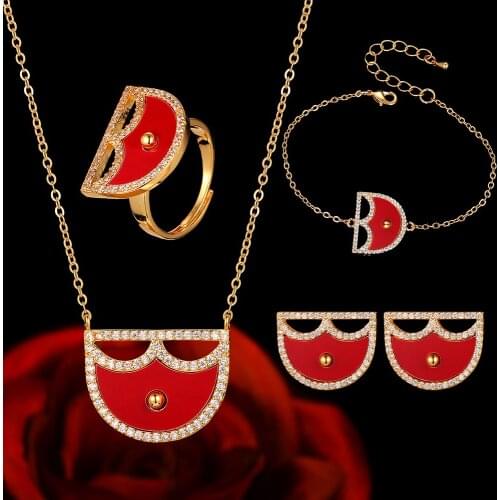 Janekelly 4pcs Bridal Zirconia Full Jewelry Sets For Women Party, Luxury Dubai Nigeria CZ Crystal Wedding Jewelry Sets