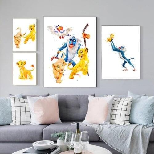 Disney Lion King Cartoon Canvas Paintings Disney Simba Anime Posters and Print Wall Art Picture for Living Room Home Decoration