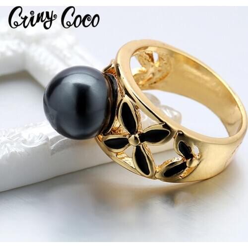 Hawaiian Style Woman Fashion Pearl Rings for Women Wholesale Designer Top Quality Jewellry Boho Party Gold Color Trendy Hot Ring