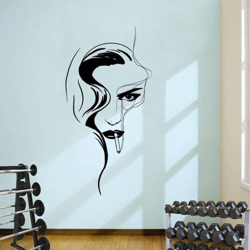 Hot Lady Smoking Line Art Wall Sticker Aesthetics Decal Art Home Bedroom And Hotel Room Decoration A001362