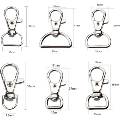 10 Pcs/pack Dog Buckle Metal Carabiner Clip Swivel Trigger Dog Buckle Keyring Key Hooks Retaining Ring DIY Craft Lobster Clasp