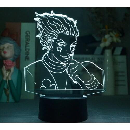 Cute Night Light 3D LED Table Lamp USB Charger Nightlight HUNTER X HUNTER Hisoka Decoration Anime Fans Favarite Gift
