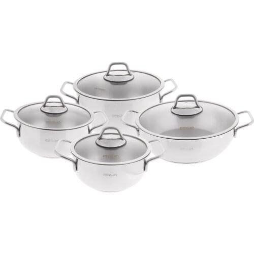 8 Pcs Stainless Steel Cookware Set Isınmayan Handles Senior Steel Cookware Set Non-Stick, Odorless