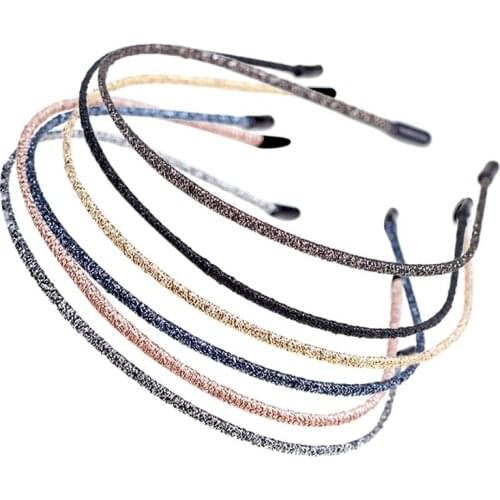 Thin Headband Cloth Shiny 6PCS Decorative Sequins Plastic Headband Hair Hoop Girls HairbandFemale Hair Accessories