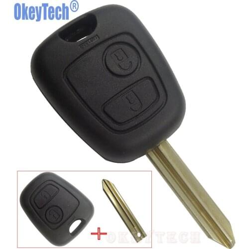 OkeyTech 2 Button Remote Key Fob Car Key Shell Case for Citroen C1 C2 C3 Saxo Xsara Picasso Berlingo Uncut Blade Replacement Key