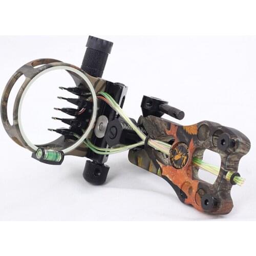 Bow Compound Bow Sights 5 Pin Fiber Optic 0.029" Bowsight With Led Light Hunting Shooting