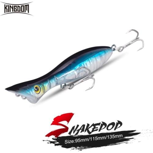 Kingdom SNAKEPOP Floating Sinking Popper Fishing Lures 95mm 115mm 135mm Hard Stick Baits Light Reflection Wobblers For Sea Bass