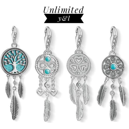 Dream Catcher Charms Pendant Feather Heart Tree Eternal 925 Sterling Silver Jewelry Accessories Fit Bracelet Necklace Women Men