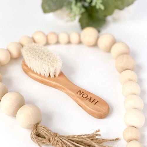 Custom Baby Gift,Engraved Wooden Wool Newborn Cleaning Brush Baby Daily Care Products Comfortable Children Portable Elements