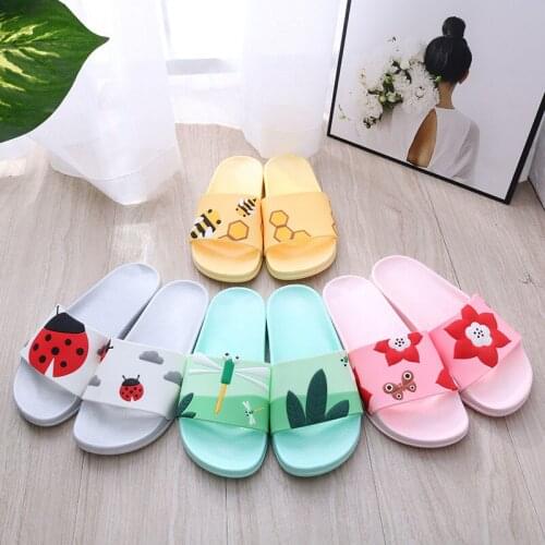 Cartoon Cute Couple Womens Slippers For Living Room Men Slides Printed Plant Ladies Soft Thick Bottom Anti-slip Indoor Shoes