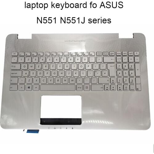 Replacement keyboards N551 backlit keyboard for ASUS N551J JK JM UK British EU silver with palmrest cover 90NB07F1 R30LA0 sale