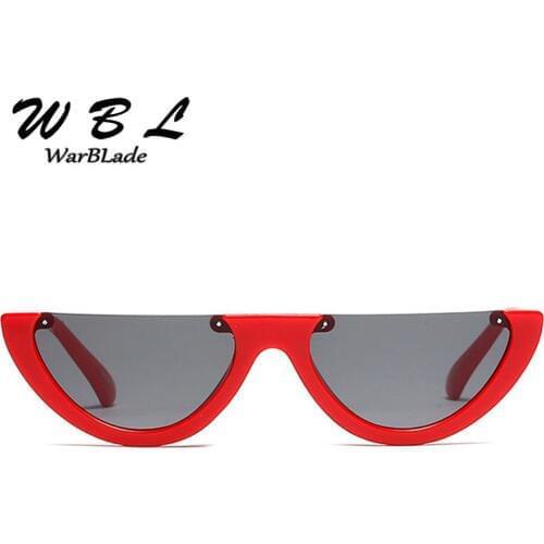 WarBLade Classic Trendy Half Frame Rimless Cat Eye Sunglasses Women Clear Brand Designer Sun glasses For Female Oculos de sol