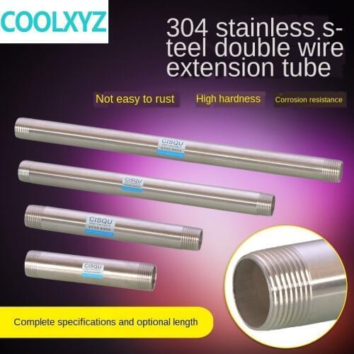 304 stainless steel extension pipe 1/2IN 3/4IN 1 IN lengthened double outer wire seamless pipe DN15 water pipe fittings