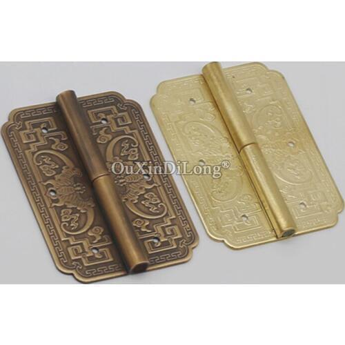 Retro Vintage 4PCS Pure Brass Furniture Hinges Red Wooden Furniture Cupboard Door Hinges Wardrobe Cabinet Hinges