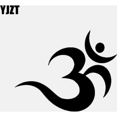 YJZT 13.1CM*10.5CM Om Symbol Decal Vinyl Car Sticker Buddhism Decor Black/Silver C3-1544