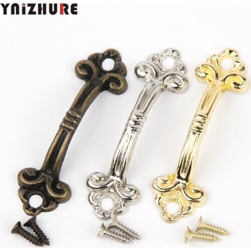 YNIZHURE 10pcs Handles Knobs Pendants Flowers For Drawer Wooden Jewelry Box Furniture Hardware Bronze Tone Handle Cabinet Pulls