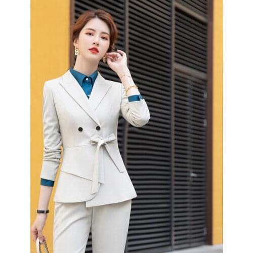 High Quality Fabric Spring Autumn Formal Women Business Suits OL Styles Ladies Office Professional Blazer Trousers Set Pantsuits