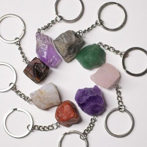 1PC Natural Stone Key Chain Men And Women Irregular Key Chain Jewelry Car Key Chain Accessories Healing Stone Decorative Jewelry