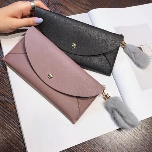1PC High Quality Leather Women Casual Long Wallets Black /Dark Green/Pink/Purple Solid Standard Long Card Holder Purses Ladies