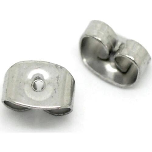 100 PCs Stainless Steel Ear Nuts Post Stopper Earring Backs Findings Butterfly Metal Earrings Jewelry Accessories 6mm x4mm