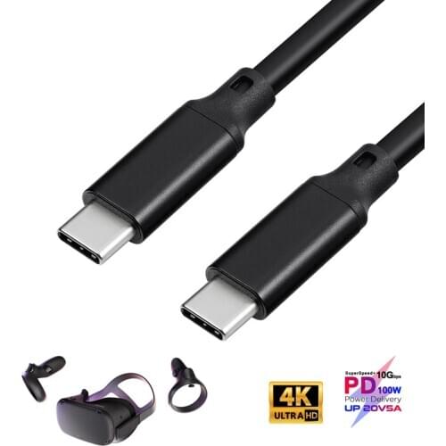 100W PD 5A Type C Cable 4K @60Hz USB-C USB3.1 Gen 2 10Gbps Fast Charging Cord For SAMSUNG Note 20 Oculus Quest 1 2 Link VR HDTV