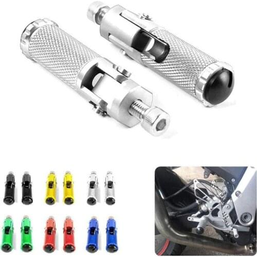 2pcs Black Sliver CNC Aluminum Universal Motorcycle Motor Bike Folding Footrests Footpegs Foot Rests Pegs Rear Pedals Set Parts