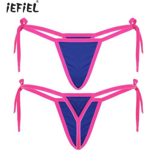 2020 Sexy Underwear Lingerie Womens Briefs Open Crotch Tie-side Sexy Micro Thong G string T-back Pure Color Ladies Sissy Panties