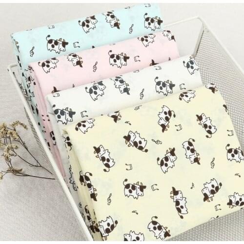 45cm*110cm/Piece, Cartoon Cow Pure Cotton Printing Cloth, Clothing Bag Tablecloth, Curtain Puppet Fabric, DIY Handmade Material