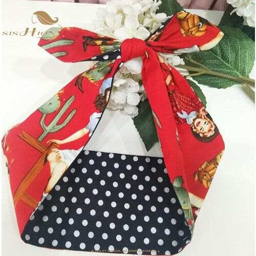 50s Vintage Girls Scarf Headwear Cute Ear Rabbit Metal Wire DIY Bow Headband Twist Hair Bands Women Hair Accessories VD1900