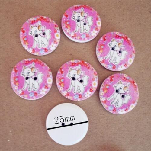 50pcs New 25mm Cartoon Design 2 Holes Wooden Buttons Sewing Buttons Craft Scrapbooking Clothing Accessories K-5
