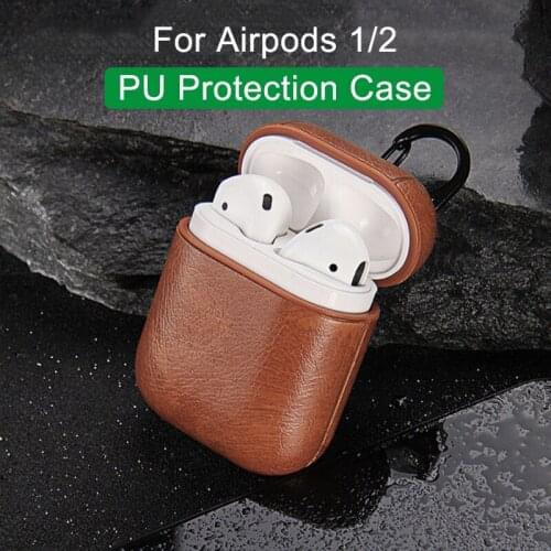 Cover For Airpods1/2 Wireless Headset Case Wearable PU Leather Waterproof Anti-fall Protective Charging Cover With Keychain 2021