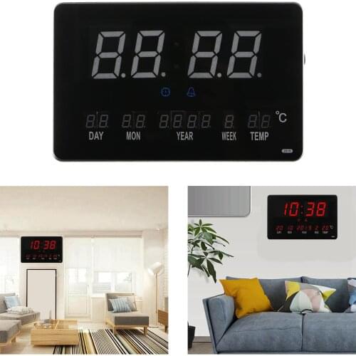 Digital Alarm Clock Bedside Wall Clock Hourly Chime for Home Office Study