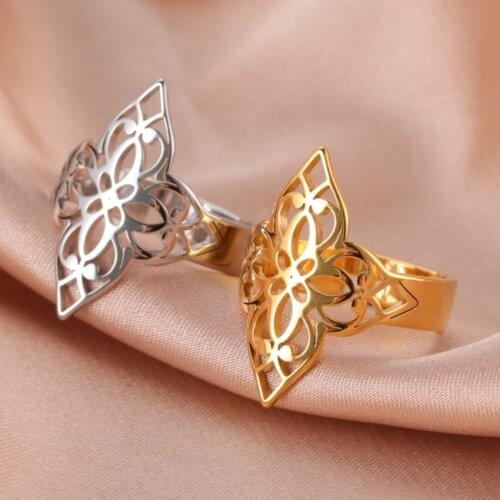 Flower of Life Sacred Geometry Finger Rings Adjustable Gold Silver Plated Stainless Steel Luxury Wedding Rings for Women Girls