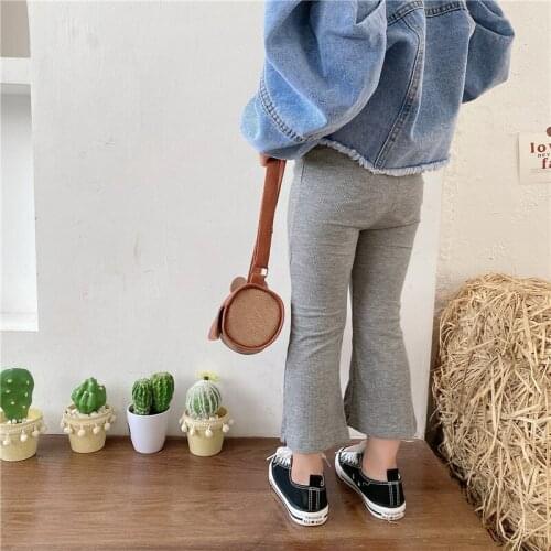 2-7 Years Baby Girls Pants Spring Autumn Kids Fashion Solid Flare Pants Elasticity Cotton Boot Cut Pant For Girl Child Trousers