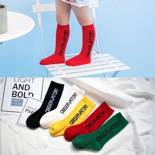 Children Knee Socks Made By Pure Cotton With Beautiful Color And Letters Great Sports Casual Socks For 1-9T Boys And Girls