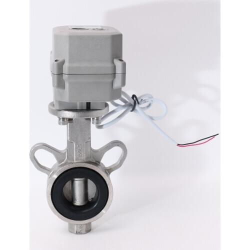 Tonhe DN32 soft seal 12v 24v 12 volt electric actuator dual clamp butterfly valve for auto drainage equipment