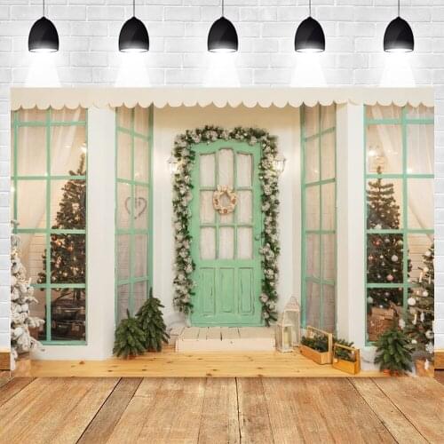 Yeele Photography Christmas Backdrop White House Door Photocall Tree Balls Baby Portrait Background Photo Studio Photographic