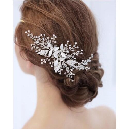 Leaves crystal Comb women party crown bride Hair Accessories Wedding Tiara